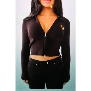 True Religion Black Jacket with Yellow Emblem